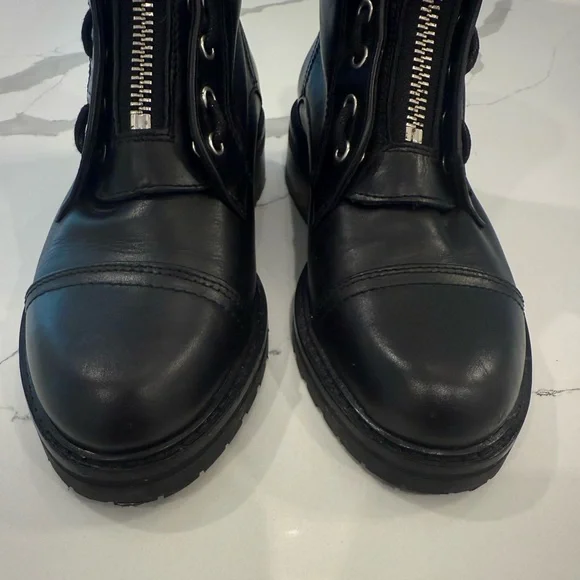 EUC All Saints Women's Ariel Front Zip Leather Booties Combat